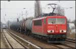 DB Schenker 155 232-2 mit einem Kesselzug Richtung Süden (gesehen Berlin Karow 16.02.2011)