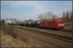 DB Schenker 185 067-6 mit einem Kesselzug (gesehen Bornholmer Straße/Nordkreuz 21.03.2011)