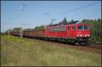 DB Schenker 155 016-9 mit Tamns-Wagen am 20.08.2011 in der Berliner Wuhlheide