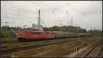 DB Schenker 155 121-7 und 151 151-8 kalt und einem gemischtem Güterzug am 09.09.2011 in Magdeburg Hbf.