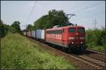 DB Schenker 151 048-6 und Containerzug (gesehen Lehrte-Ahlten b.