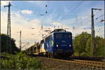 EVB 140 848-3 fuhr mit einem leeren Autotransportzug am 08.09.2018 am Abzweig Magdeburg-Eichenweiler vorbei.