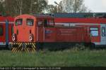 hvle V 22.1 / 312 103 verrichtet Rangieraufgaben in Hennigsdorf (23.10.2008).