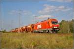 Die 223 056-3 der Westflische Landes-Eisenbahn GmbH (WLE) war mit Selbstentladewagen des Unternehmens Westkalk unterwegs (NVR-Nummer 92 80 1223 056-3 D-WLE)