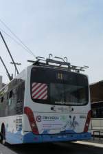 Van Hool Gelenks-Obus am 9.6.2012 in Riccione.