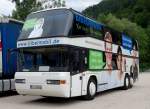 Neoplan von Bibelmobil, steht auf dem Busparkplatz von Bad Reichenhall im Juli 2015