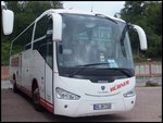 Scania Irizar von Hübner aus Deutschland im Stadthafen Sassnitz.