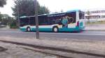 Der Citaro 3 NB SW 544....von der Seite auch dieser Wagen hat den stehenden Motor im Heck....und Werbung in eigener Sache für die Stadtwerke wo die Mitarbeiter zu sehen sind....und in Monkeshof