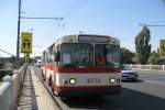 Trolleybus sowjetischer Bauart ZIU 9 am 4.9.2009 in Chisinau der Hauptstadt Moldawiens.