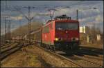 DB Schenker 155 117-5 mit einem gemischten G�terzug am 22.02.2014 in Leipzig-Thekla