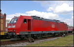 DB Cargo 185 043-7 war am 07.05.2017 zu Gast beim Familienfest der Magdeburger Eisenbahnfreunde am Wissenschaftshafen.