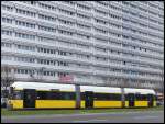 Moderne Stra�enbahn in Berlin am Alexanderplatz.