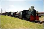 100 755-8 steht mit einem Bahndienstzug auf einem der Gleise des Vereinsgel�ndes (ex DR, Dampflokfest im Traditionsbahnbetriebswerk Sta�furt, gesehen Sta�furt-Leopoldshall 05.06.2010)