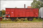 Zweiachsiger gedeckter G�terwagen der Gattung G in Verbandsbauart. Zu entdecken war der Wagen w�hrend des Familienfest der Magdeburger Eisenbahnfreunde e.V. am 09.09.2017 am Wissenschaftshafen (DR 04-11-37 G)