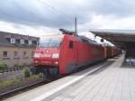 Railion 152 022-0 mit Containerzug (Railion Deutschland AG, gesichtet Göttingen 02.07.2007)