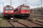 RAILION Logistics 145 069-1 sowie RAILION Logistics 155 043-3 ruhen sich nebeneinander aus (Berlin Nldnerplatz, 20.03.2009).