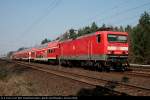 DB 114 019-3 durcheilt die Wuhlheide mit dem RE 3 nach Frankfurt Oder (ex 112 019-5, DB Regio AG - RL Nordost Cottbus, ZWS/ZDS/FMZ/TAV/SAT/NBÜ/ep; gesichtet Berlin Wuhlheide, 04.04.2009 - Update: