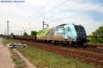 DB Schenker 185 152-6 mit der  k+s -Vollwerbung und einem gemischtem Güterzug (gesichtet Nuthetal-Sarrmund 26.04.2009).