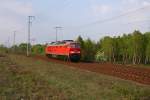 DB Schenker 233 616-2 solo unterwegs (ex DB cargo 232 616-3, ex DR 132 616-4, gesichtet Berlin Wuhlheide, 23.04.2009, Remotorisiert mit Kolomna Dieselmotor vom Typ 12D49M)