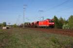 DB 185 063-5 mit Facns-Wagen (NVR-Nummer: 91 80 6185 063-5 D-DB, DB Schenker Rail Deutschland AG, gesichtet Berlin Wuhlheide 20.04.2009).