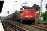 DB 140 590-1 mit einem Containerzug (Berlin Friedrichshagen, 01.07.2009 - Update: 03/2012 in Maschen Rbf abgestellt; 01/2012 nach Mukran berstellt; 03.10.2013 wiD)