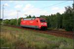 DB Fernverkehr 101 134-5  Unsere Zge schonen die Umwelt  solo unterwegs (Berlin Wuhlheide, 21.07.2009)