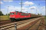 RAILION Logistics 155 265-2 mit Schiebewandwagen-Ganzzug (Berlin Schönefeld, 08.08.2009)