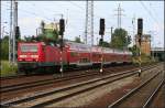 DB Regio 143 843-1 mit dem RE7 nach Wünsdorf-Waldstadt in Berlin Schönefeld, 08.08.2009    - Update: ++ 21.01.2018 bei Bender, Opladen