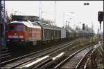 232 569-4 mit Seitenschiebewandwagen Richtung Bernau (ex 132 569-5, Doppeltraktionsfhig; Berlin Karow 25.11.2009)