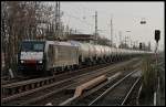 CTL ES 64 F4-280 mit Zacens-Wagenzug (NVR-Nummer 9180 6189 280-1 D-DISPO Class 189-VK, angemietet von MRCE Dispolok, gesehen Berlin Karow 13.04.2010)