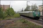 TXL 185-CL 006 / 185 506 brachte den Fuballsonderzug D0766 mit Fans aus Mnchen zum DFB-Pokalspiel (angemietet von R4C, gesehen Berlin Spandau 15.05.2010)