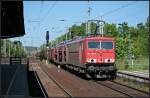 DB Schenker 155 097-9 mit einem gemischten Gterzug Richtung Seddin (gesehen Michendorf 03.06.2010)