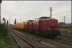 BBL 19 und BBL 20 mit einem Bauzug (ex PBSV, beide Loks angemietet von ALS, gesehen Magdeburg Eichenweiler 09.08.2010)