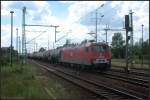 MEG 801 / 156 001 mit einem Kesselzug Richtung Genshagener Heide (gesehen Berlin Schnefeld Flughafen 09.07.2011)