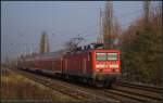 DB Regio 114 023-5 zieht den RE3 nach Wünsdorf-Waldstadt (gesehen Berlin Karow 12.11.2011)