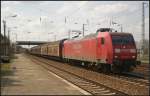 DB Schenker 145 053-5 mit einem gemischtem Gterzug (gesehen Ludwigsfelde-Genshagener Heide 14.04.2012)