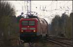 DB Regio 114 006-0 mit der RB22 nach Schnefeld Flughafen fhrt am 14.04.2012 zum Halt in den Bahnhof Genshagener Heide ein.