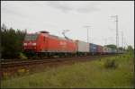 DB Schenker 145 055-0 mit Container am 10.05.2012 in der Berliner Wuhlheide