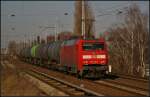 DB Schenker 152 154 mit einem Kesselzug am 04.03.2013 Hhe Berlin-Karow