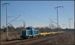 DB Fahrwegdienste 212 329 mit Niederbordwagen am 05.03.2013 in der Berliner Wuhlheide