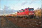 DB Regio 111 145 am Ende eines Pbz am 06.02.2014 in der Berliner Wuhlheide