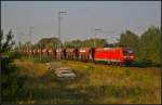 DB Schenker 145 079-0 kam mit Facns-Wagen am 17.09.2014 durch die Berliner Wuhlheide gefahren