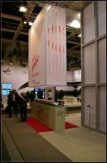 Blick auf den Messestand des spanischen Herstellers Talgo auf der InnoTRans 2014 in Berlin.