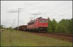 DB Schenker 155 223-1 mit gemischtem Gterzug am 10.05.2012 in der Berliner Wuhlheide    Update: 10/2014 in Rostock-Seehafen z; ++ 10.09.2015 Opladen (Bender)