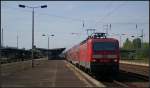 DB Regio 143 642-7 mit dem RE7 am 10.09.2012 in Berlin Schönefeld Flughafen    ++ 27.03.2019 bei Fa.