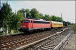 DB 110 351-4 (Bahn-Charter, EDO 1F) mit Messwagen vom Karower Kreuz kommend (DB Regio AG Oberbayern, gesehen Berlin Karow 29.07.2009 - Update: Bei Fa.