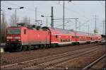 DB Regio 143 818-3 mit dem RE7 nach Wünsdorf-Waldstadt (NVR-Nummer 9180 6 143 818-3 D-DB, gesehen Berlin Schönefeld Flughafen, 27.02.2010)
<br>
- Update: ++ 2014 bei TSR Recycling Magdeburg