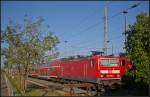 DB Regio 143 289-7 steht bis zum nchsten Dienst auf einem Stumpfgleis am Bahnhof (gesehen Lutherstadt Wittenberg 10.10.2010)    - Update: ++ 10.2018 bei Fa.