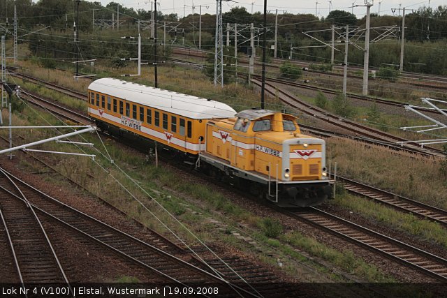 Wiebe Lok Nr 4 / 212 107 fährt durch den Rbf (NVR-Nummer 92 80 1212 107-7 D-BLP, Elstal/Wustermark, 16.09.2008).